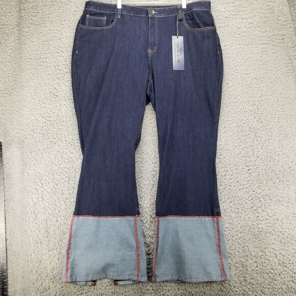 Traffic Jeans Wear Jeans Womens 24W Tall Stretch Flare Reversed Cuff Slit Hem *N - Picture 1 of 15